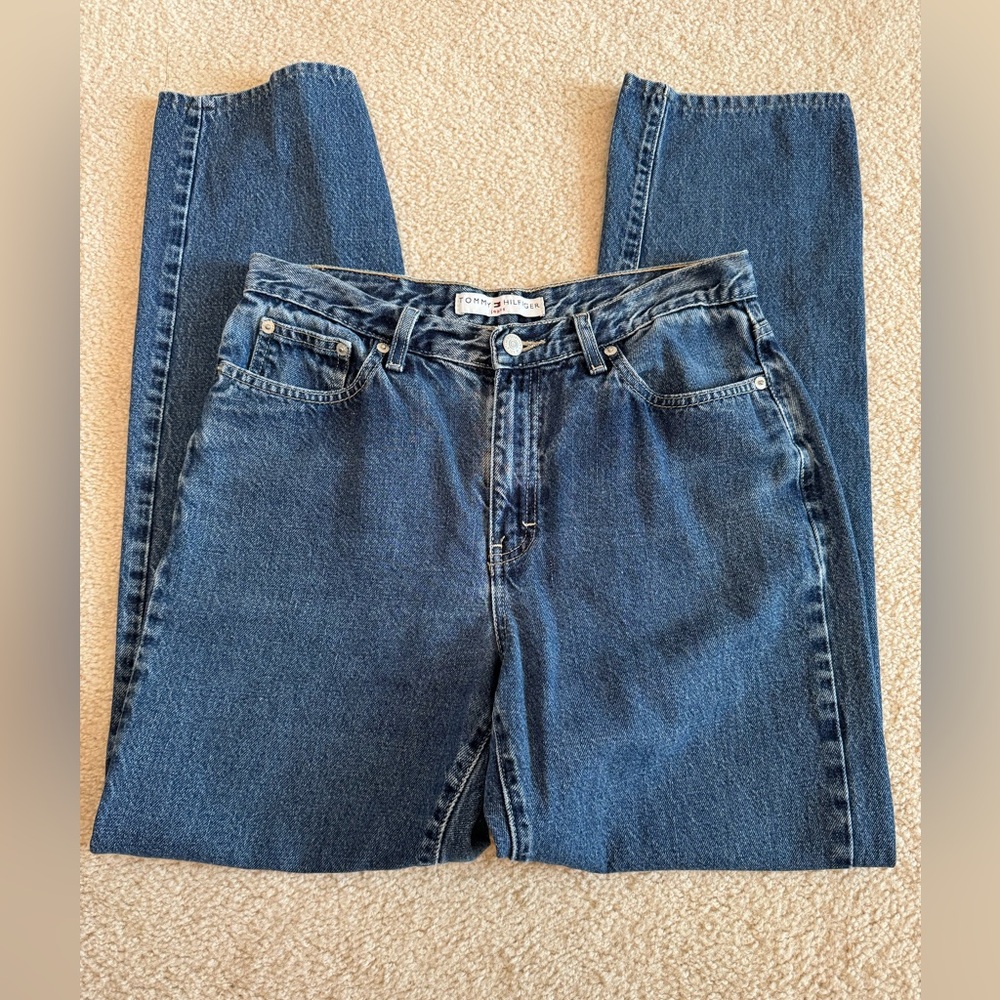 Vintage Tommy Hilfiger High Rise Relaxed Fit Straight Leg Blue Jeans Size 10